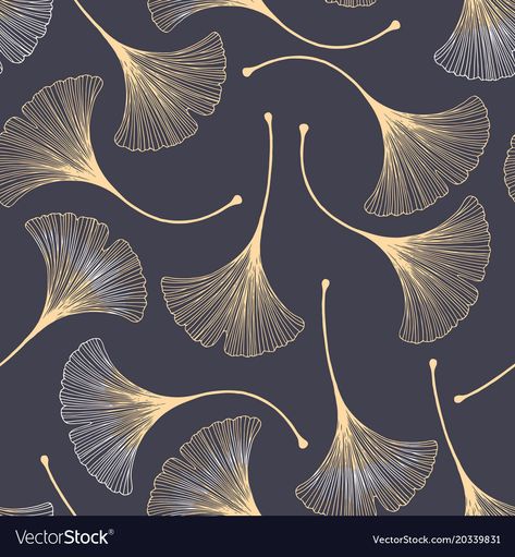 Art Deco Drawing, Abstract Wall Painting, Wall Texture Design, Gingko Leaves, Ginkgo Leaves, Seamless Floral Pattern, Golden Pattern, Leaves Vector, Ginkgo Biloba