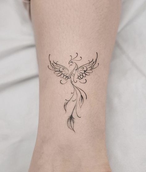 Pretty Pheonix Tattoo, Phoenix Tiny Tattoo, Strength Feminine Tattoo, Phoenix Small Tattoo For Women, Behind The Ear Phoenix Tattoo, Pheonix Tattoo Tiny, Pretty Phoenix Tattoo, Love Nature Tattoo, Mother Of 6 Tattoo Ideas