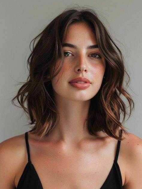 Flattering Medium Hairstyles for Round Faces in 2024 Short Summer Haircuts, Summer Haircut, Womens Haircuts Medium, Thick Wavy Hair, Oval Face Haircuts, Summer Haircuts, Sleek Bob, Medium Hairstyles, Hair Medium