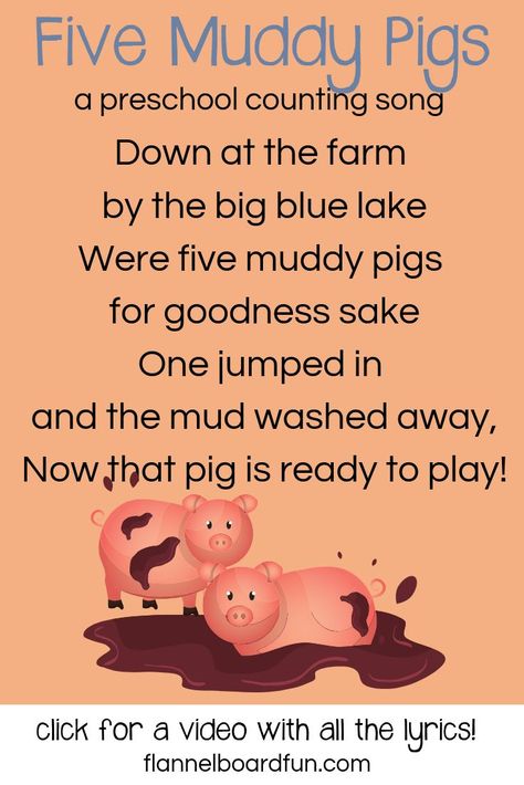 Farm Theme Preschool Activities, Muddy Pigs, Farm Activities Preschool, Farm Songs, Farm Animals Preschool, Farm Lessons, Farm Animals Activities, Farm Theme Preschool, Kindergarten Songs