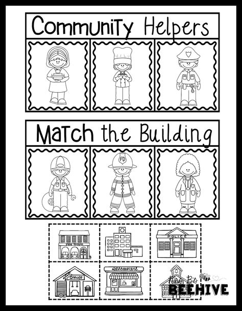 Kindergarten Social Studies Activities, Community Helpers Worksheets Preschool, Social Studies Kindergarten, Community Helpers Matching, Social Studies Printables, Social Studies Communities, Preschool Social Studies, Community Helpers Worksheets, Social Studies Lesson Plans