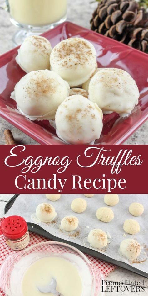 Eggnog Truffles, Christmas Truffles, Homemade Truffles, Dessert Truffles, Homemade Eggnog, Truffles Recipe, Christmas Homemade, Candy Truffles, Homemade Candy