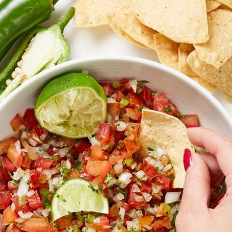 Pico De Gallo - Delish.com Last Minute Appetizer, Dip For Tortilla Chips, Mexican Appetizers, Pot Pies, Mexican Cooking, Mexican Food Recipes Authentic, Mexican Recipes, Food Trends, Quick Snacks