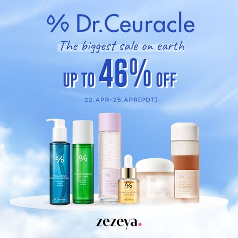 💌New promotion information starting today💌 💓 22% discount code: ALWAYSPROMO 📅 04.22 - 04.25 ZEZEYA is always trying to provide various promotions🥰 Apply the newly issued 22% discount code to purchase! 💚 DR.CEURACLE BRAND BIG SALE Upto 46% 📅 04.22 - 04.25 It's a famous brand overseas, especially in Russia. There are vegan and cruelty-free products that are gentle on the skin and eco-friendly! If you are interested in veganism, check out DR.CEURACLE products. 💜 Receive a free gift when you... Dr Ceuracle, Free Products, Brand Sale, Famous Brands, Big Sale, Discount Code, Free Gift, Cruelty Free, Free Gifts