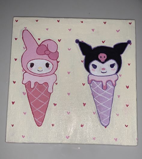 Kuromi Painting, Pink Painting Ideas, Cute Painting, Skin Paint, Journal Stuff, Pink Painting, Butterfly Tattoo Designs, Cute Paintings, Small Canvas Art