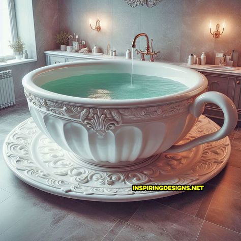 These Giant Teacup Shaped Bathtubs Will Steep Your Bath Time in Luxury – Inspiring Designs Garden Bathtub, Luxurious Bathtubs, Diy Tiny House, Unusual Furniture, Fantasy Furniture, Deep Soaking Tub, Bathtub Design, Dream Bathrooms, Bathtubs