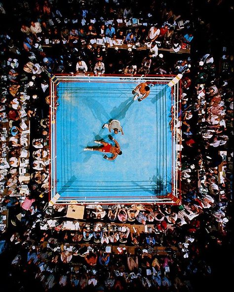 Muhammad Ali defeated George Foreman with a knockout in the eighth round at Stade du 20 Mai in Kinshasa, Zaire, forty one years ago today. Ali won the World Heavyweight title for the second time in this epic battle forever known as the Rumble in the Jungle.  Photo by Neil Leifer for Sports Illustrated #neilleifer @muhammadali @biggeorgeforeman Neil Leifer, Don King, Rumble In The Jungle, Arte Hip Hop, We The Kings, Champions Of The World, George Foreman, Sports Photos, Muhammad Ali