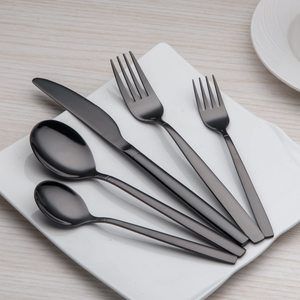 Top 10 Best Black Silverware Sets in 2020 Reviews Black Silverware, Black Cutlery, Black Flatware, Stainless Steel Silverware, Service Kitchen, Cutlery Sets, Stainless Steel Flatware, Black Plates, Serving Set