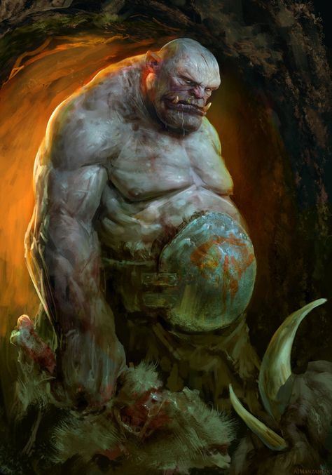 Ogre by https://www.deviantart.com/manzanedo on @DeviantArt Warhammer Ogre, Adventure Artwork, Heroic Fantasy, Dnd Monsters, Fantasy Beasts, Fantasy Races, Fantasy Paintings, Fantasy Monster, Creepy Art