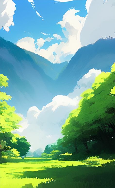 Digital Art Scenery Landscapes, Digital Art Mountains, Anime Environment Art, Mountain Background Drawing, Anime Environment, Ground Illustration, Digital Landscape Art, Landscape Step By Step, Anime Landscape