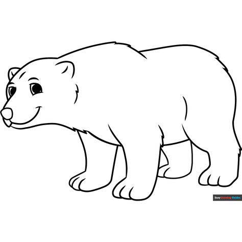 Free Cartoon Polar Bear Coloring Page for Kids Polar Bear Printable, Polar Bear Coloring Page, Polar Bear Color, Cartoon Polar Bear, Bear Coloring Page, Polar Bear Drawing, Polar Bear Cartoon, Easy Drawing Guides, Free Printable Coloring Sheets