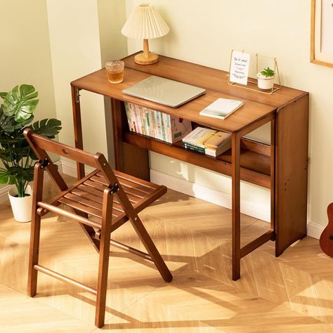 PRICES MAY VARY. 【Size】: 83cm (L) x 54cm(W) x 76cm (H) ./32.7in (L) x 21.2in(W) x 30in (H). 【Material】:Our computer desks are made of bamboo material and are strong enough for your daily use. 【Design】: Simple stylish design yet Functional and suitable for any room. 【Install】:Provide detailed instructions and tools, quick and convenient assembly. 【Service】: If you have any questions about the product, please contact us promptly and we will solve them for you as soon as possible. Description Featu Bedroom Desk Chair, Bedroom Desk Organization, Folding Table Desk, Desk Student, Wood Folding Table, Study Table Designs, Computer Desks For Home, Mid Century Modern Desk, Desks For Small Spaces