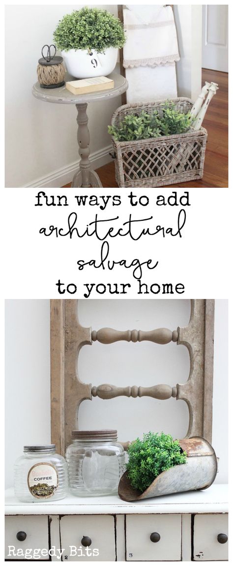 Have you ever been out junking and come across a piece of Architectural Salvage and not sure what to do with it? Sharing a few fun ways to add it to your home for some fun Farmhouse Decor | www.raggedy-bits.com | #farmhouse #architectural #salvage #raggedybits #homedecor #decorating Upcycling, Bedroom Decorating Ideas, Cozy French Country Living Room, Salvaged Decor, French Country Living Room, Architectural Pieces, Country Living Room, Country Furniture, Farmhouse Style Kitchen