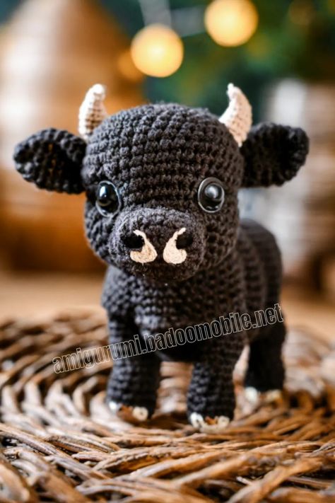 Amigurumi Little Bull Free Pattern-3 9 Crocheted Cow Pattern, Easy Crochet Animals, Crochet Animal Amigurumi, Crochet Panda, Crochet Baby Toys, Crochet Cow, Crochet Animals Free Patterns, Crochet Unicorn, Crochet Elephant