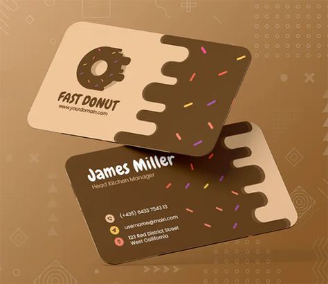 Fast Donut Bussiness Card Art Business Cards, Graphic Design Business Card, Graphic Design Cards, Name Card Design, Professional Business Cards Templates, Visiting Card Design, Business Card Design Creative, Business Cards Creative Templates, Graphic Design Blog