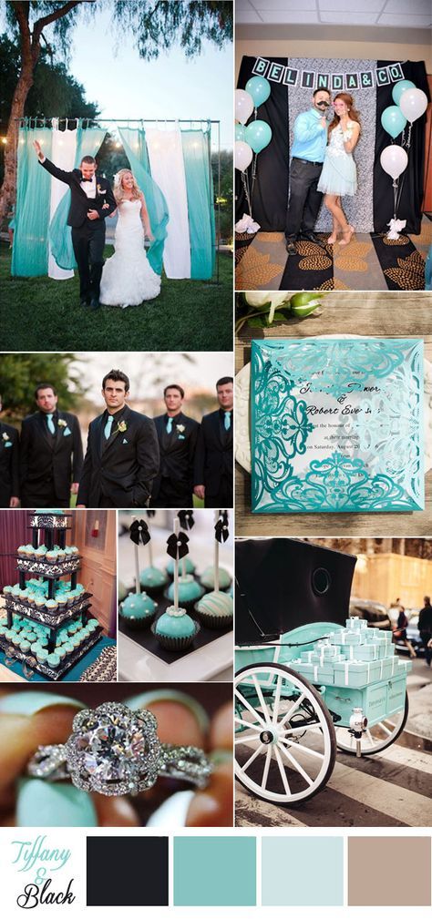 Blue And Black Wedding, Tiffany Blue Wedding Theme, Tiffany Blue Weddings, Tiffany Blue Wedding, Tiffany Wedding, Blue Themed Wedding, Teal Wedding, Turquoise Wedding, Wedding Colors Blue