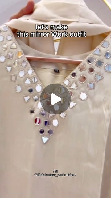 Mirror Work Dress Design Ideas, Hand Mirror Work Blouse Design, Latest Mirror Work Dresses, Simple Pearl Work Blouses, Mirror Work Designs Embroidery, Mirror Work Dress Design, Embroidery Design Simple, Embroidery Hand Work, Mirror Work Kurti