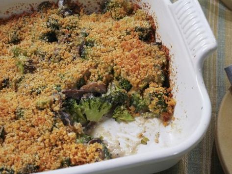 Get Broccoli Casserole Recipe from Food Network Broccoli Gratin, Broccoli Casserole Recipe, Katie Lee Biegel, The Kitchen Food Network, Broccoli Recipes Casserole, Retro Thanksgiving, Broccoli Casserole, Broccoli Recipes, Vegetable Sides