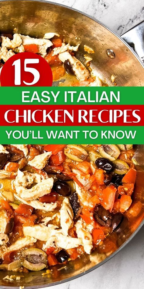 If you love Italian chicken recipes you'll love these! They are easy and full of flavor. Perfect for weeknight dinners or special occasions. These easy Italian recipes range from baked Italian chicken, chicken breasts, marinades, to Italian chicken with pasta dishes. Many, if not all of these recipes either came directly from or were inspired by my Italian family! I hope you enjoy them as much as we do! Shredded Chicken Italian Recipes, Italian Chicken Rice Casserole Recipe, Italian Chicken Bake Recipes, Chicken Italiano Recipe, Leftover Italian Chicken Recipes, Chicken Breast Italian Recipes, Chicken Breast Recipes Italian, Easy Italian Chicken Recipes, Italian Recipes With Chicken