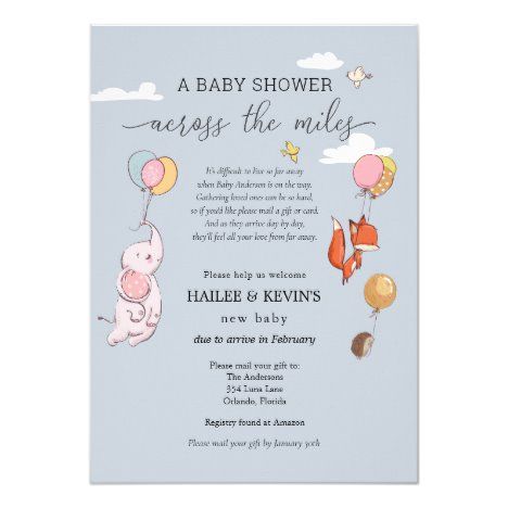 Baby Shower Across the Miles Invitation Baby Shower By Mail Invitation, Miles Baby, Online Baby Shower Invites, Shower By Mail Invitation, Baby Shower By Mail, Baby Shower Invitation Wording, Online Baby Shower, Shower By Mail, Parents To Be