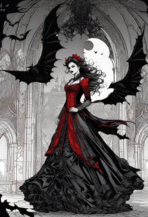 Queen Of Vampires, Court Of The Vampire Queen Fanart, Vampire Princess Aesthetic, Vampire Empress, Vampire Art Female Gothic, Vampire Aesthetic Female, Vampire Queen Dress, Vampire Queen Aesthetic, Female Vampire Character Design