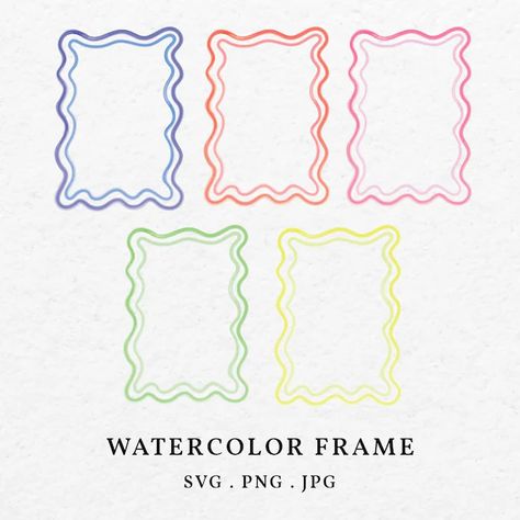 NookPaper - Etsy Wavy Border Design, Wedding Borders Frames, Border Drawing, Art For Wedding, Fun Borders, Scalloped Frame, Watercolor Border, Colorful Borders, Colorful Frames