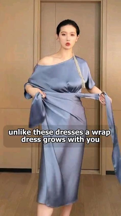 Tie A Wrap Dress, How To Tie A Wrap Dress, Silk Dresses Outfit, Easy Dress Sewing Patterns, Stitching Dresses, Fashion Sewing Tutorials, Fancy Dresses Long, Diy Fashion Clothing, African Design Dresses