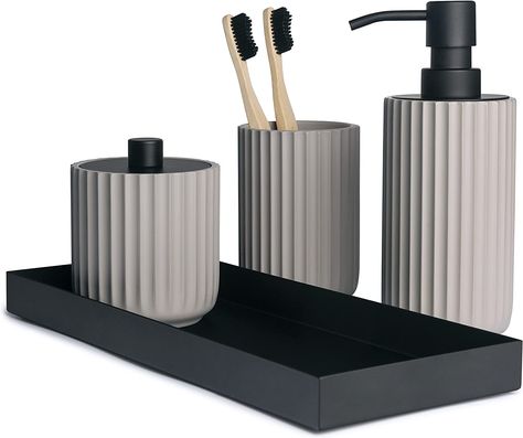 Bathroom Accessory Set, Grey Bathroom Accessories Set, Black Bathroom Accessories Sets Complete, Bathroom Assesssories Set, Farmhouse Bathroom Decor, Bathroom Soap Dispenser Set, Boho Bathroom Decor : Amazon.co.uk: Toys & Games White Bathroom Accessories Set, Black Bathroom Accessories Set, Matte Black Bathroom Accessories, 4 Piece Bathroom, Gray Bathroom Accessories, White Bathroom Accessories, Gold Bathroom Accessories, Boho Bathroom Decor, Matte Black Bathroom