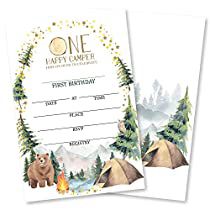 Check this out! One Happy Camper Birthday, Xmas Dinner Party, Happy Camper Birthday Party, Camping Party Decorations, Party Invitations Birthday, Slumber Party Invitations, Camping Theme Birthday, One Happy Camper, Invitations Birthday