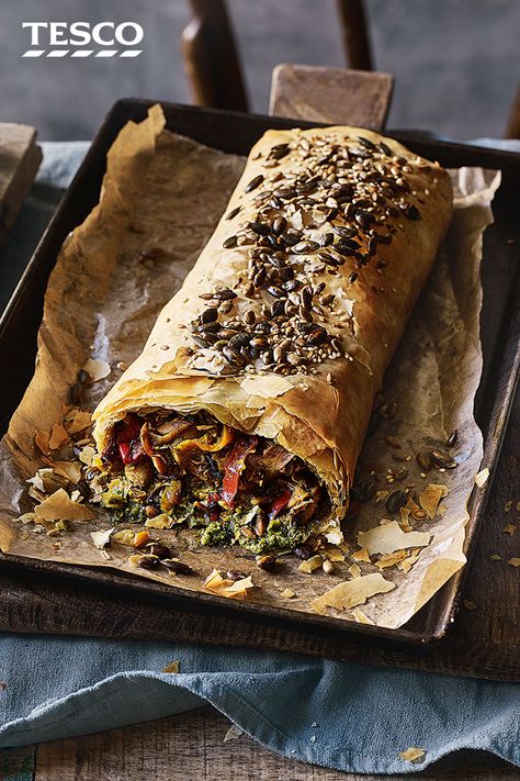 Mushroom Strudel, Veggie Roast, Vegetarian Roast, Strudel Recipes, Tesco Real Food, Tasty Vegetarian Recipes, Roast Dinner, Vegetarian Dinners, Sunday Roast