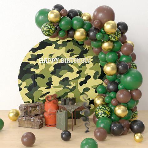 PRICES MAY VARY. 【Army Party Decorations】Introducing the army decorations for party balloon arch – Your Ultimate Celebration Decoration! The balloon arch features a meticulously crafted design, resembling the iconic camouflage pattern used by the Army. With its lifelike appearance, this arch instantly transports your guests to the world of military pride and honor 【Package Included】110pcs camo army theme balloon garland kit includes 18-inch, 12-inch, 10-inch, and 5-inch latex balloons (detail se Camo Balloon Garland, Camo Balloon Arch, Army Balloon Garland, Soldier Theme Birthday Party, Military Themed Birthday Party, Camo Birthday Decorations, Army Decorations, Camo Party Decorations, Army Party Decorations