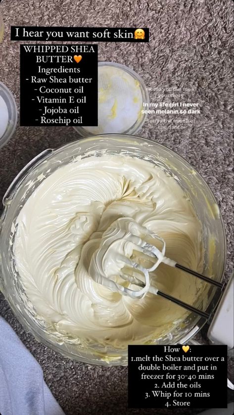 Diy Body Butter Recipes, For Soft Skin, Skincare Diy, Skincare Recipes, Haut Routine, African Shea Butter, Homemade Body Butter, Diy Body Butter, Body Butters Recipe