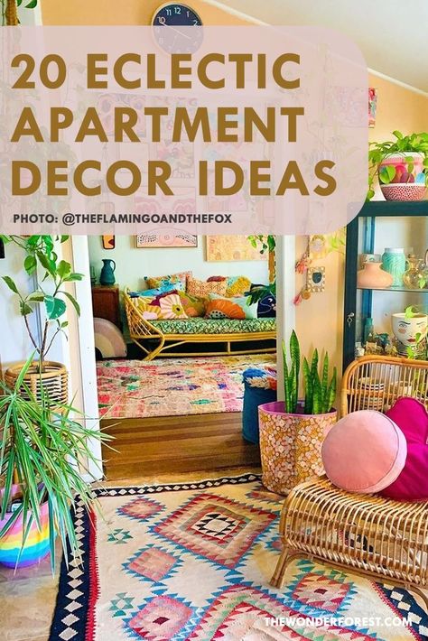 20 Eclectic Apartment Decor Ideas Worth Giving a Try Clean Eclectic Decor, Eclectic Modern Decor, Cozy Eclectic Home, Diy Bohemian Decor, Eclectic Apartment Decor, Eclectic Decor Inspiration, Cozy Eclectic, Wonder Forest, Bohemian Apartment Decor