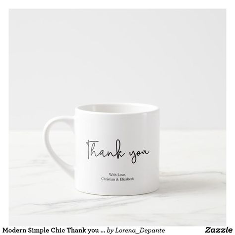 Cup Wedding Favors, Thank You Font, Cup Favors Wedding, Cups Ideas, Espresso Mugs, Wedding Cups, Printed Cups, Bridal Shower Party, Simple Chic