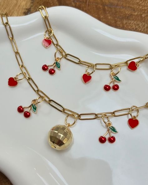 🚨SHOP OUR END OF SUMMER SALE NOW AT POLITESTRAWBERRY.ETSY.COM, OR USE THE LINK IN OUR BIO!🚨 #charmjewellery #charmnecklace #charmbracelet #politestrawberry #viral Gold Trinkets, End Of Summer Sale, Red Charm, Aesthetic Photos, Christmas Charms, July 15, Handmade Charms, End Of Summer, Jewelry Inspo