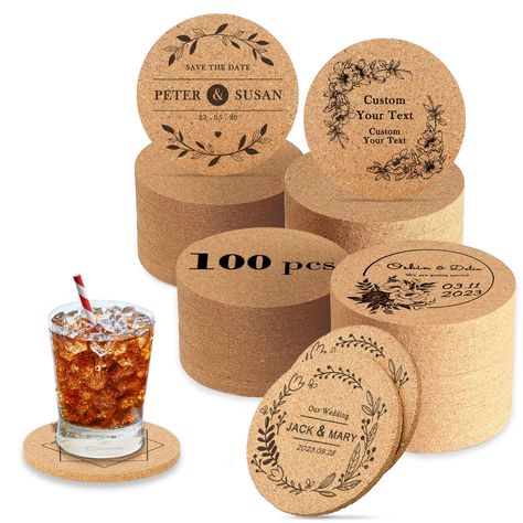 PRICES MAY VARY. Personalized coasters: Customized cork coasters, using advanced laser engraving technology, can be designed and customized according to your preferences to create your own sense of fashion. Let it become the most beautiful embellishment of your wedding party, and let the details perfectly present the unique style of your wedding. The uniqueness and practicality of this coaster provide guests with thoughtful souvenirs, making the memories of this grand ceremony concrete High-qual Bridal Shower Favors For Guests, Custom Coasters Wedding, Cork Material, Absorbent Coasters, Wedding Coasters, Entertainment Bar, Personalized Coasters, Custom Coasters, Cork Coasters