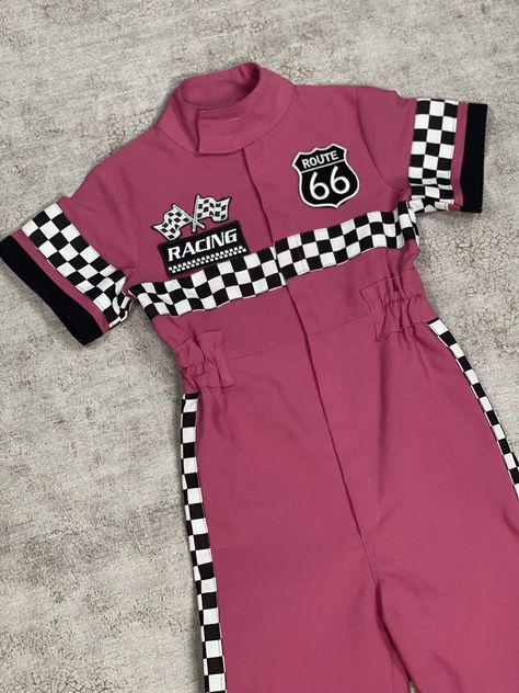 Need Four Speed Birthday Theme Girl, Two Fast Two Curious Birthday Party Girl, Car Birthday Outfit, Suit Halloween Costumes, Kids Race Track, Racer Outfit, Racing Jumpsuit, Two Fast Two Furious, Evie Costume