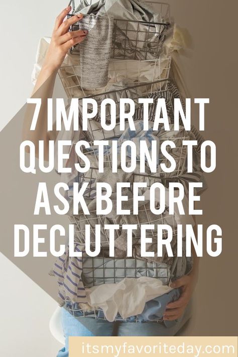 If you want to get rid of the clutter once and for all ask these questions before you start to declutter your home. They will guide you through out your decluttering process. Start Decluttering, Getting Organized At Home, Decluttering Inspiration, Declutter Home, Declutter Challenge, Getting Rid Of Clutter, How To Declutter, Declutter Your Life, Organisation Hacks