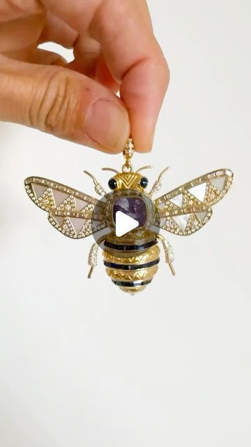 Lauren Harwell Godfrey | FINE JEWELRY on Instagram: "This, our newest Queen Bee, has already flown off to its forever home.  It features a 4.99ct Purple Sapphire from @gemfluencer at its center and is surrounded by blue sapphires, diamonds, mother of pearl all set in 18k yellow gold.

I love that these stunning pendants can be totally customized - a special canvas for your own, creative touch! Each gem is thoughtfully selected and can be tailored to your preferences, ensuring a truly unique piece. 💎✨

Our queens are made to order, so feel free to inquire about pricing and production time to bring your personalized version to life. Email us at hello@harwellgodfrey.com

#harwellgodfrey #finejewelry #18kgold #gemstonesjewelry #gems #gemstone #finejewelryfashion #luxuryaccessories #finejewelr Harwell Godfrey, Purple Sapphire, Busy Bee, Queen Bee, Forever Home, Queen Bees, Luxury Accessories, A 4, Blue Sapphire