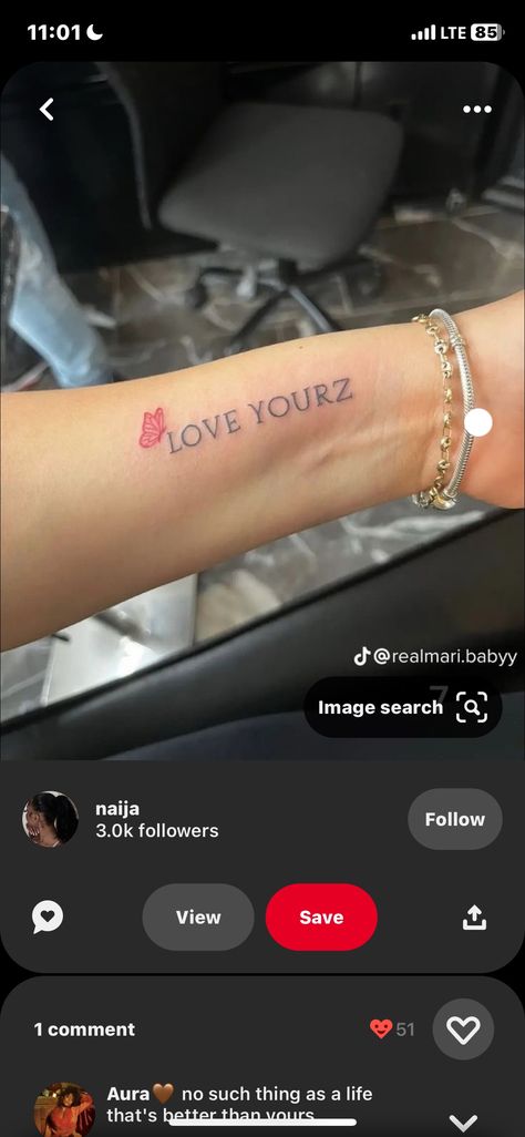 Meaningful Wrist Tattoos, Matching Friend Tattoos, Cute Tattoos On Wrist, Love Yourself Tattoo, Small Girly Tattoos, Cursive Tattoos, Hand Tattoos For Girls, Meaningful Tattoo Quotes, Tattoos For Black Skin