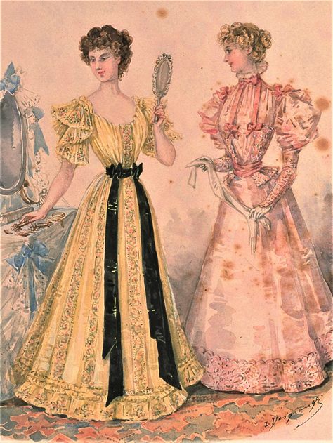 Fashion Plate - La Mode Illustree - 1896 Late 1800s Fashion, Belle Epoque Fashion, 1899 Fashion, Victorian Era Fashion, 1890s Fashion, 1800s Fashion, 19th Century Fashion, Victorian Clothing, Vintage Gowns