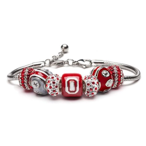 PRICES MAY VARY. Give the perfect gift to that special OSU fan, student or alumni! Bracelet including three Ohio State beads are made of stainless steel and will not rust or tarnish, and four Austrian crystal bead charms in red and white. Lifetime guarantee. Officially licensed by Ohio State University. Ships with in 24 business hours from Cleveland, OH. Ohio State Bracelet, Ohio State Jewelry, Ohio State Brutus, Ohio State Gifts, Ohio State University, Necklace Box, Bead Charm Bracelet, Ohio State Buckeyes, Handmade Beads