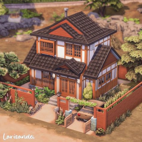 Small Japanese House Exterior, Ts4 Japanese House, Sims Japanese House, Japanese Houses Traditional, Japanese Countryside House, Chinese House Design, Sims 4 Japanese House, Japanese House Layout, The Sims 4 Builds