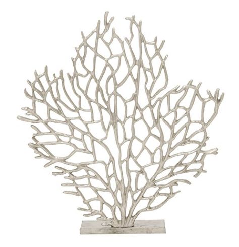 Deco 79 24072 Elegant Tree With Nickel Plated 19 W x 21 H -- Learn more by visiting the image link. Metal Table Decor, Coral Sculpture, Open Table, Coral Accents, Gold Tree, Abstract Tree, Tree Sculpture, Cyan Design, Deciduous Trees