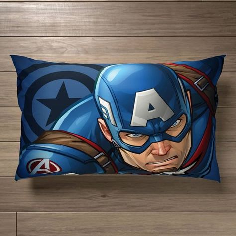 Classic Captain America, Reversible Pillowcase, Marvel Bedroom, Avengers Room, Spiderman Room, Superhero Bedroom, Avenger Birthday Party, Oversized Throw Blanket, Kids Pillow Cases