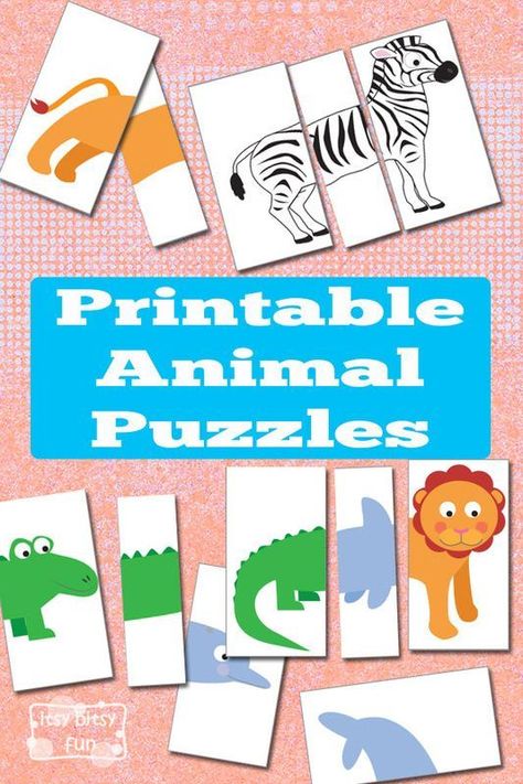 Printable Busy Bag - Animal Puzzles. Super cute DIY activity for kids. Animal lovers will enjoy this easy game idea. Animal Yoga, Animal Printables, Quiet Activities, Printable Animals, Animal Puzzle, Aktivitas Montessori, Fun Printables, Animal Activities, Busy Bags