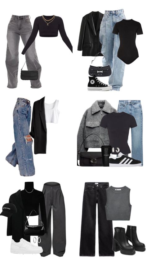 Jeans, black, grey baggy, Outfits Baggy Black Jeans Outfit, Black Baggy Jeans Outfit, Grey Jeans Outfit, Outfits For Autumn, Black Top Outfit, Baggy Outfits, Black Baggy Jeans, Baggy Jeans Outfit, Outfits Baggy