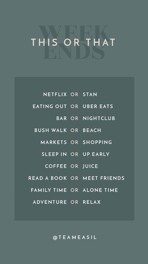 this or that instagram story - Weekend edition theme This Or That Questions Instagram Personality, Insta Templates, Picture Template, Snapchat Story Questions, Story Content, Interesting Games, Skincare Ideas, Print Marketing, Youtube Ideas