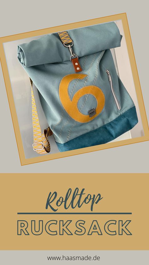 Rolltop Backpack, Upcycle Sewing, Modern Bag, Tote Bags Sewing, Sewing Accessories, Tote Purse, Sewing Patterns Free, Free Sewing, Sewing Bag