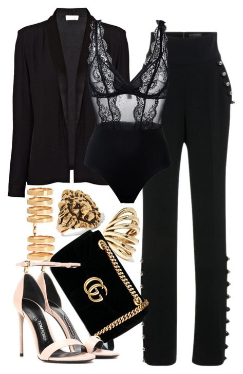 "Gucci x Tom Ford" by muddychip-797 ❤ liked on Polyvore featuring American Vintage, David Koma, La Perla, Repossi, Yves Saint Laurent, Lisa Eisner, Gucci, Tom Ford, saintlaurent and gucci Silvester Outfit, Night Fashion, Black Clothes, Outfit Chic, Ținută Casual, Black Women Fashion, All Black Outfit, Looks Chic, Mode Inspiration